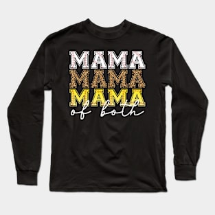 Mama Of Both Baseball Softball Heart Leopard Mothers Day Mama Long Sleeve T-Shirt